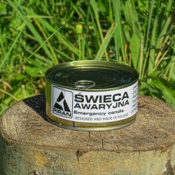 Świeca awaryjna PIRAN – 48h światła, survival, 4 knoty, ~260g