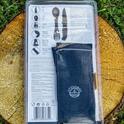 Nóż + niezbędnik 5w1 – składany zestaw outdoor ze stali nierdzewnej